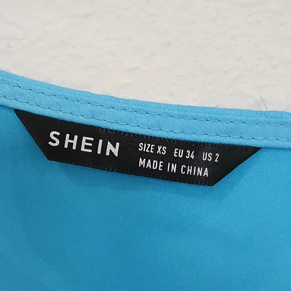 SHEIN blue size xs wrap around dress silky texture - Picture 5 of 5